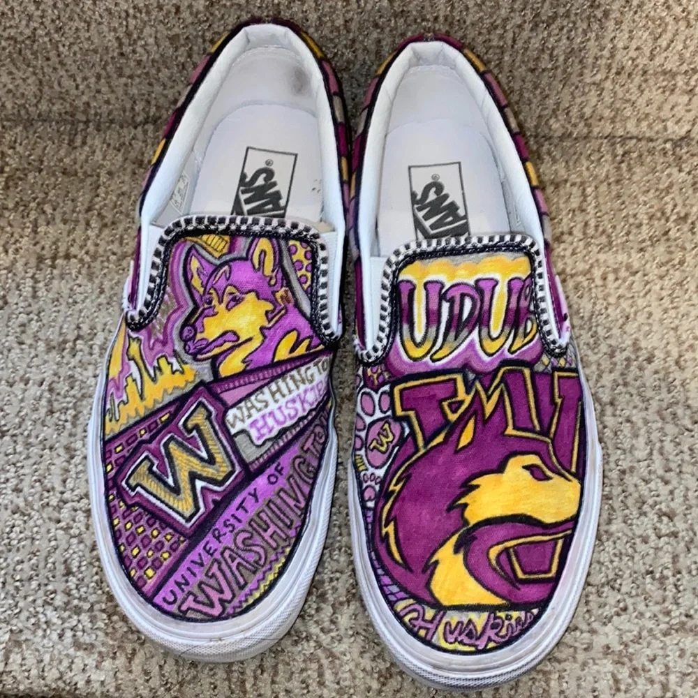 Custom UW Huskies Vans - Mens 7.5 / Womens 9 - Picture 1 of 4